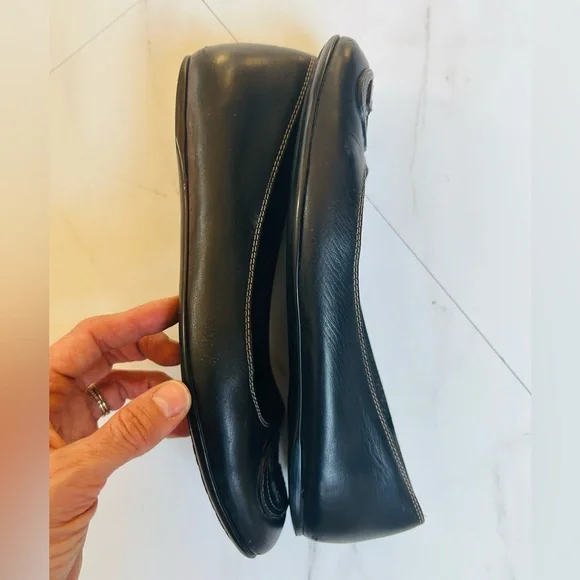 Gucci Vintage Interlocking G Black Leather Ballet Flat Stitching 37 / 6.5 - Picture 4 of 11